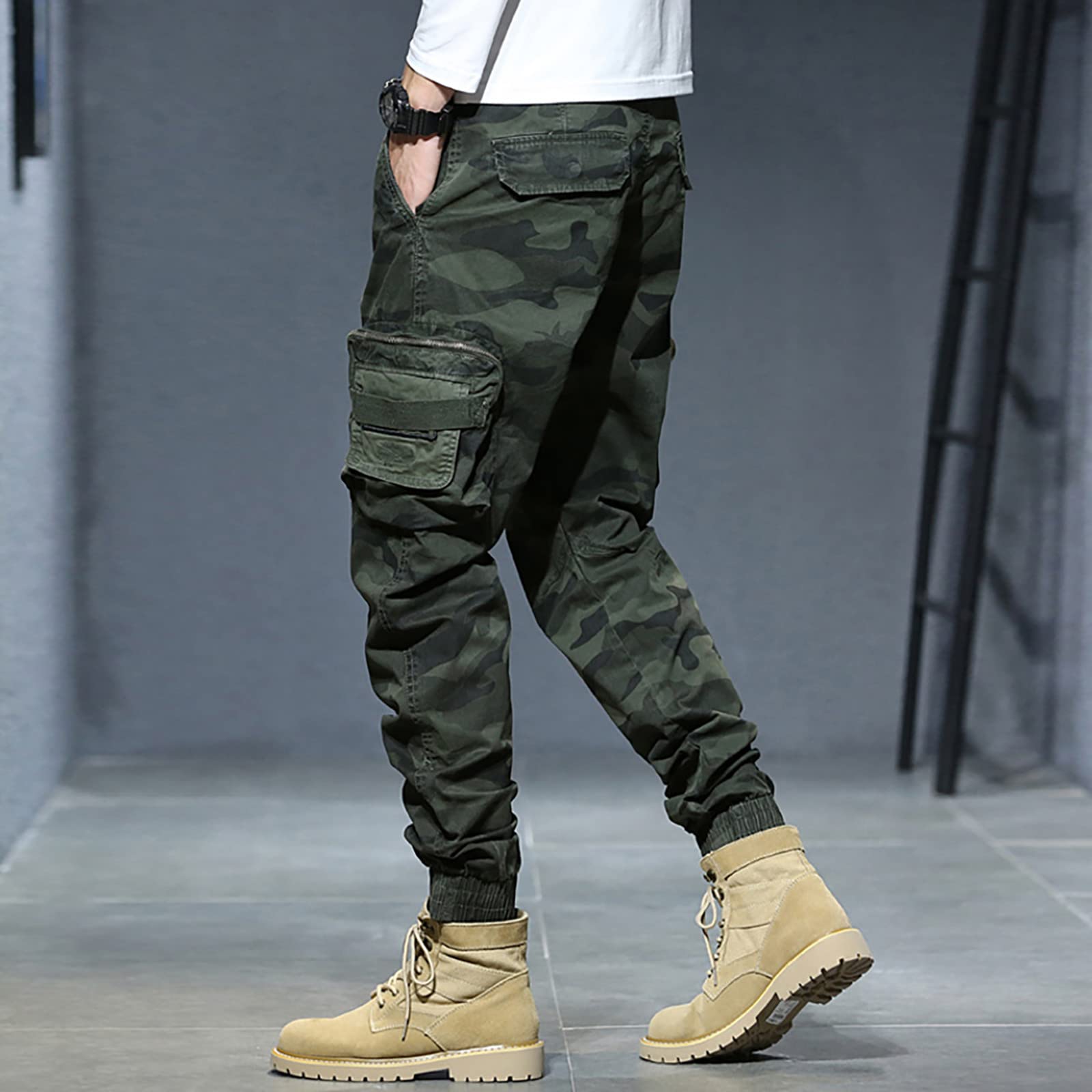 SRZYMJ Cargohosen Für Herren Jogginghose für Freizeithosen Outdoor Kleidung Trainingshose mit reißverschluss sporthosegröße Fitness Sweathose Softshellhose Thermohose Winter Trekkinghose Grün