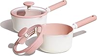 CAROTE Ceramic Nonstick Saucepan Set 2.5QT & 3QT with Lids & Ladles, PFOA-Free, Induction Compatible, Stay-Cool Handles