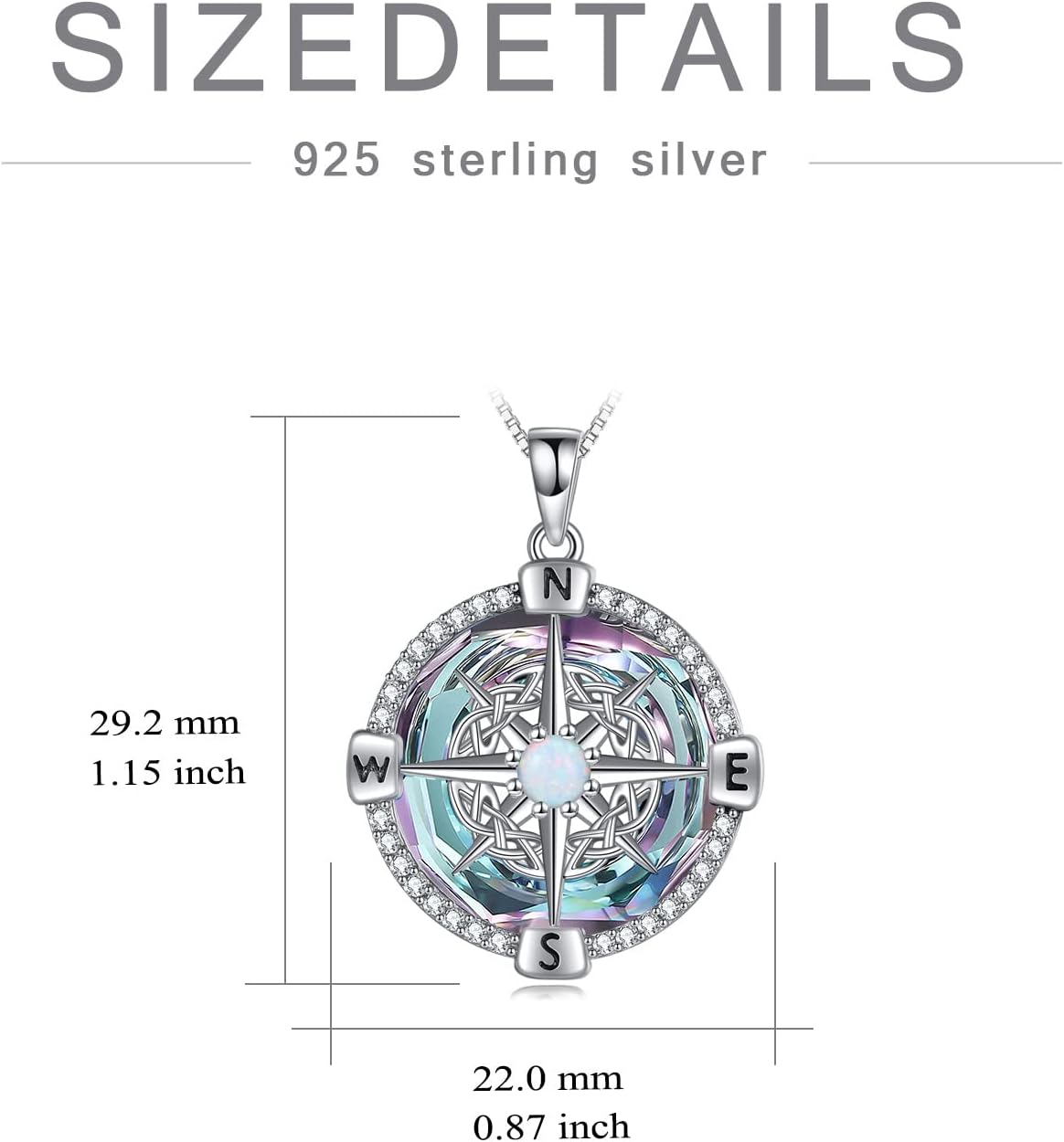 WINNICACA Valentines Day Gifts for Her Compass Necklace for Women Sterling Silver Travel Necklace Jewelry Anniversary Birthday Graduation for Wife Girlfriend Her Mother Sister