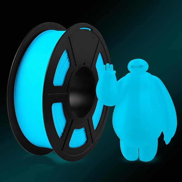SUNLU Glow in The Dark filament PLA Filament do drukarki 3D 1,75 mm, szpula 1 kg, filament do drukowania 3D, dokładność wymiarowa +/- 0,02 mm do drukarki 3D i długopisu 3D, kolor jaskrawoniebieski