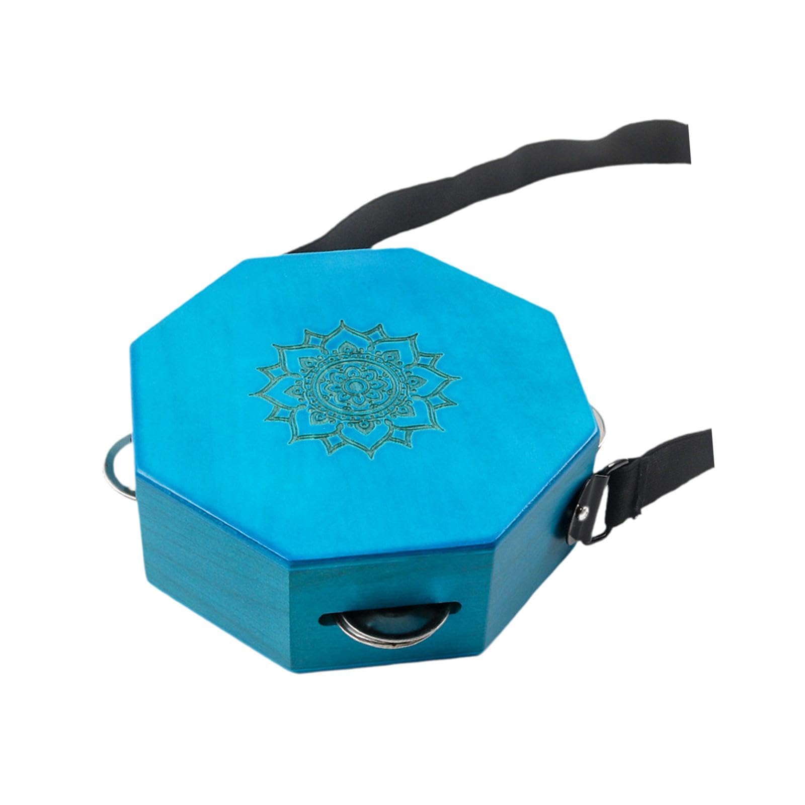 Cajon Portable En Bois, Tambour à Main, Instrument de Percussion, Tambourin, Shaker, Design Rotatif, Fait Main En Bois, Idéal pour Les Débuta, Octogone Bleu