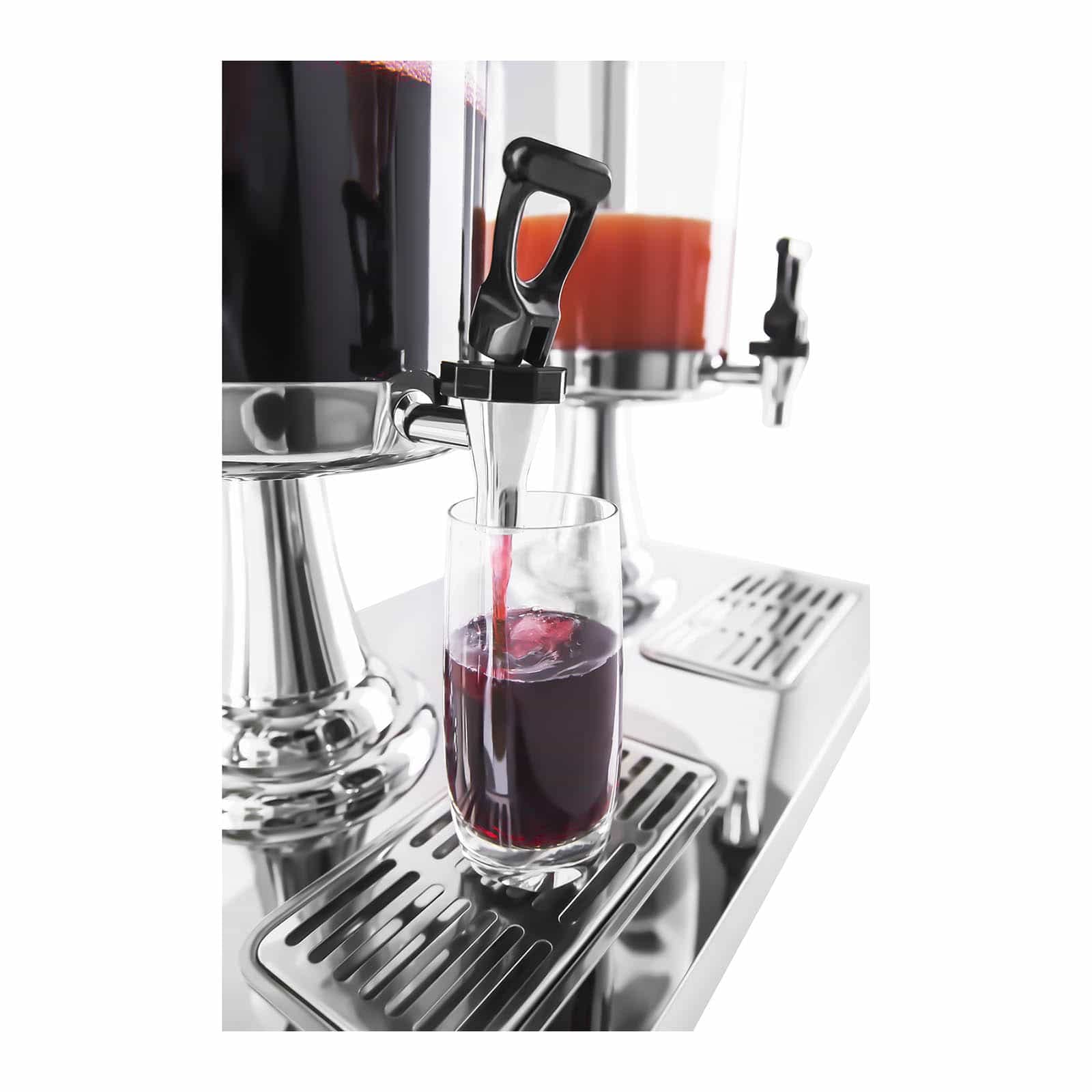 Royal Catering Fontaine à Boissons Distributeur de Boissons RCSD-2 (2x7L, incl. bacs à égouttements, pour verres de 14,5 cm max. de hauteur, 4 pieds antidérapants en caoutchouc)