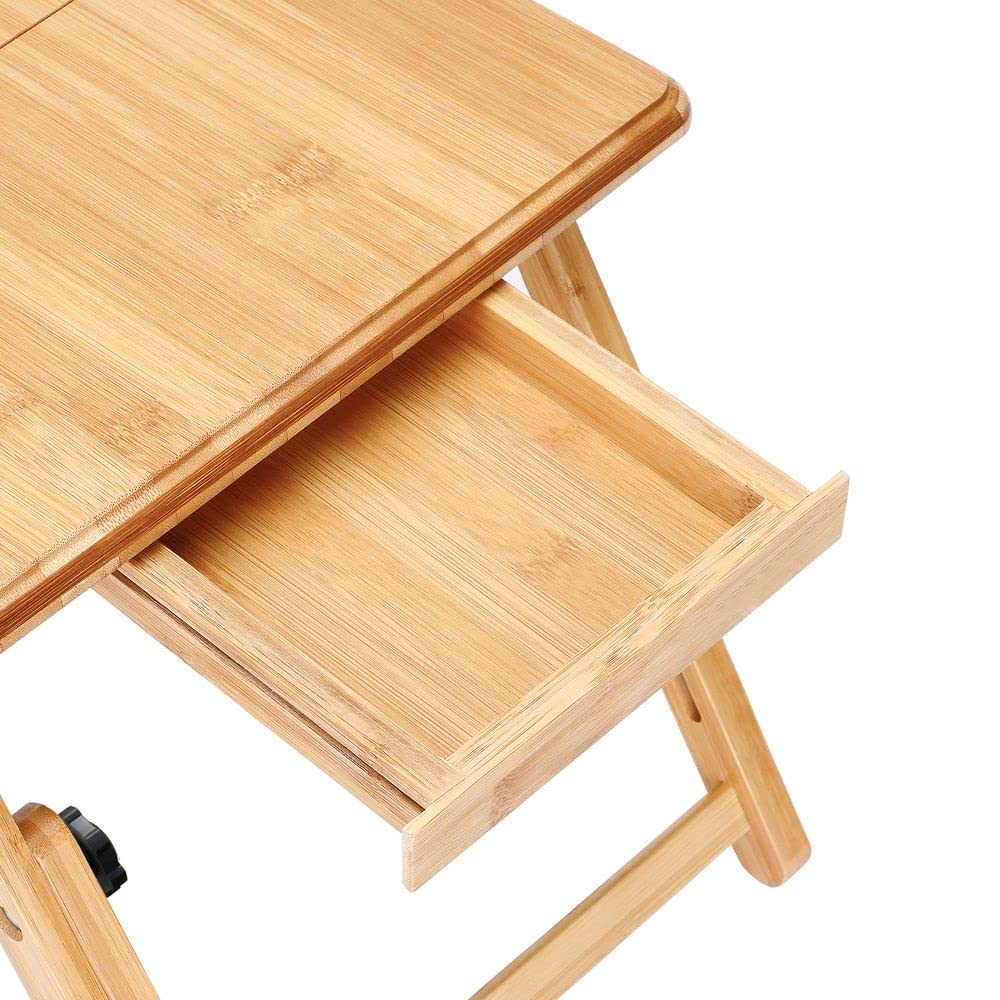 CASARIA® 2X Mesas para Ordenador Portátil Plegable Mesas Auxiliares Cama Sofá de Bambú Ajustable Bandeja Desayuno