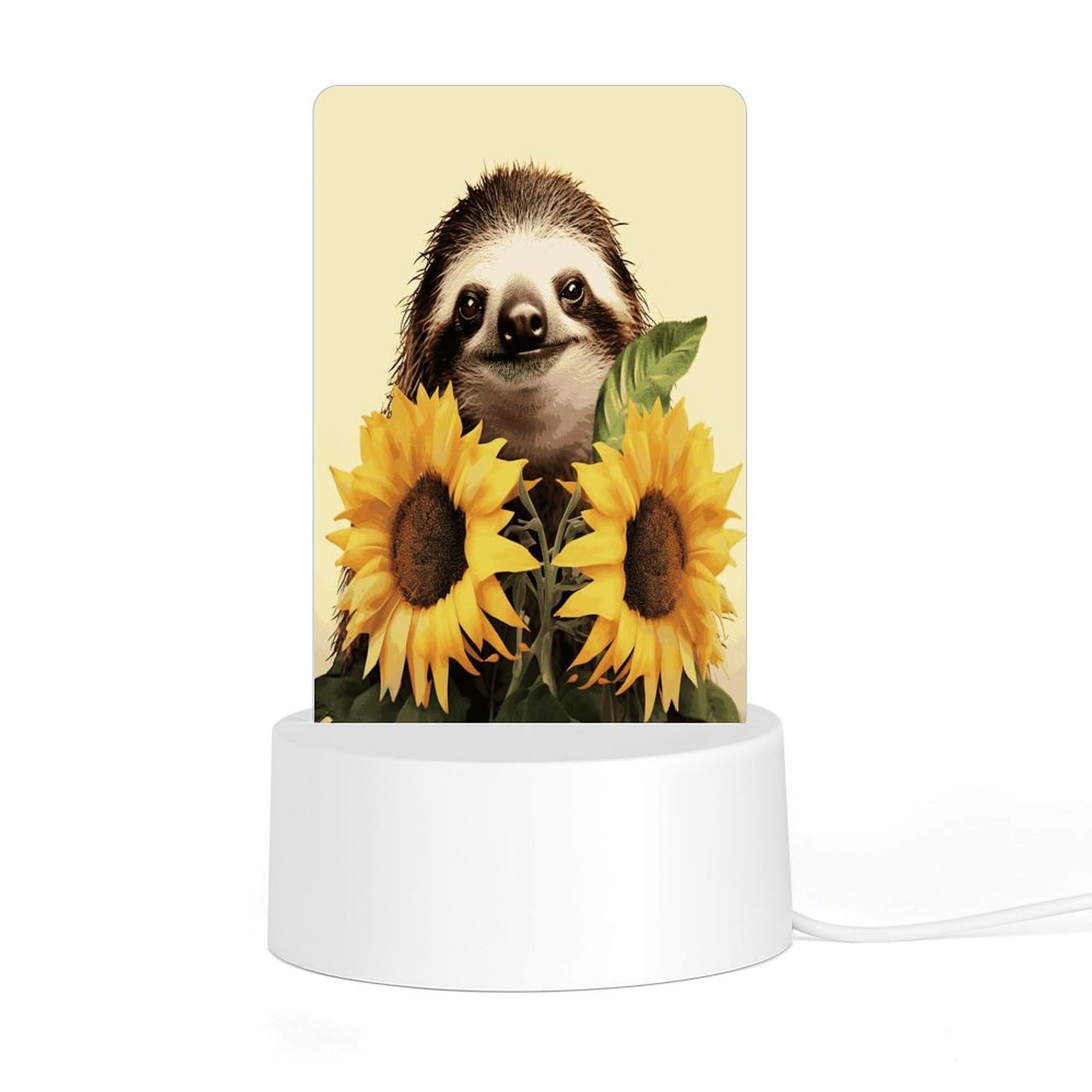 Adfgyerh Style Sloth Sunflower Night Light Acrylic Material Easy Installation, Home Decor Usb Interface Power Supply, Lamp For Restaurant Bar Cafe Room Decor