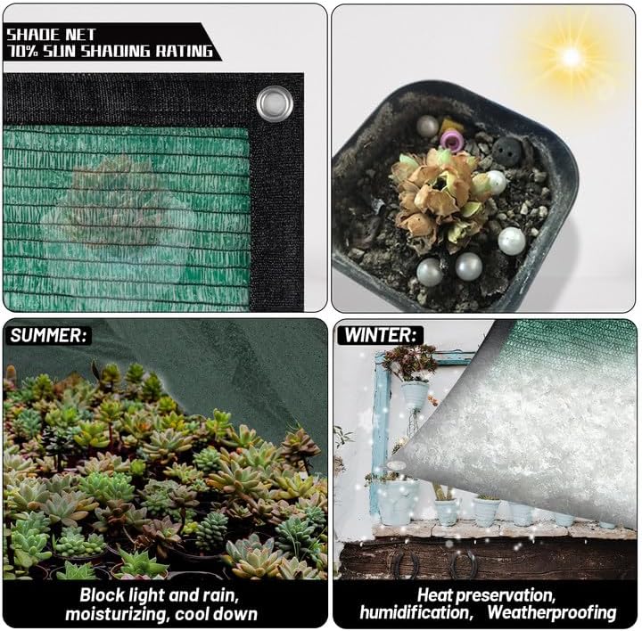 Miniatura 5 de Cool Area 70% Tela para Sombra Solar con Ojales, Lona de Malla para Cubierta de Plantas 6.5x16.5 pies, Toldo para Patio, Jardín, Pérgola,