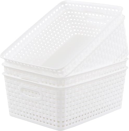 Miniatura 8 de Cesta tejida de plástico para almacenamiento, 6 paquetes