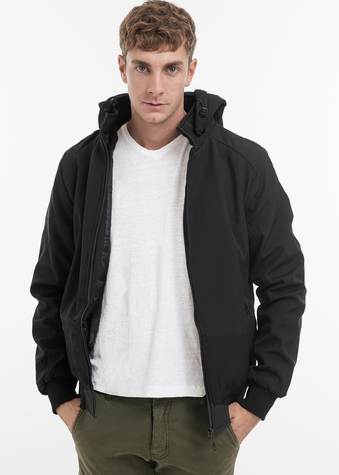 TONY BACKER Giacca Uomo Invernale Softshell Impermeabile Antivento con Cappuccio Staccabile, Giubbotto Cappotto Casual Trekking 3510