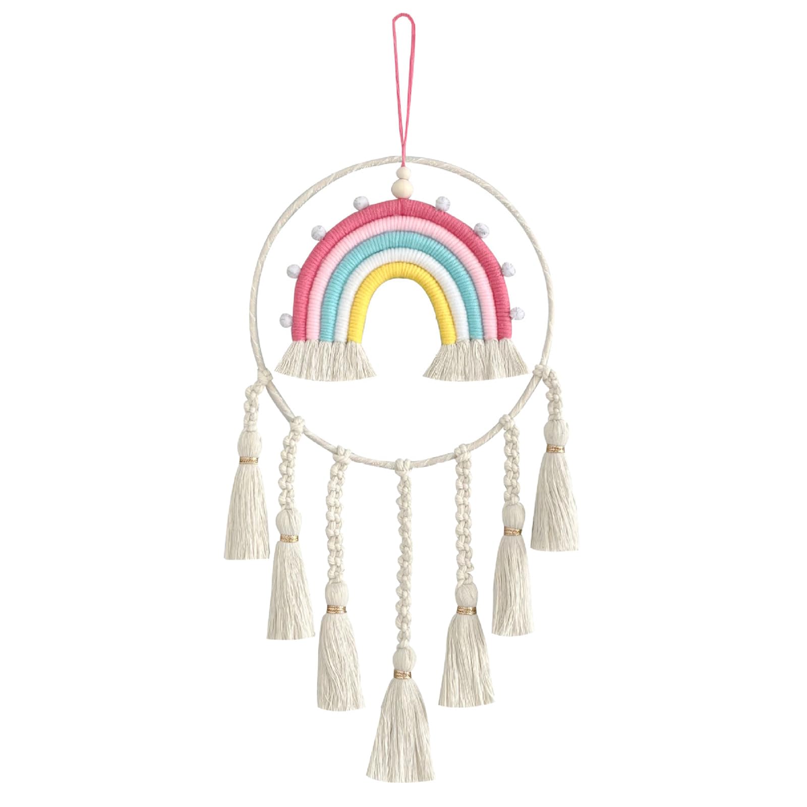 Jazuaiao Kindergarten Decor Handwoven Tassels Sky Rainbow Tapestry Ornament Decor for Kid Room Nursery Supplies Accessory Rainbow Sky Wall Decoration