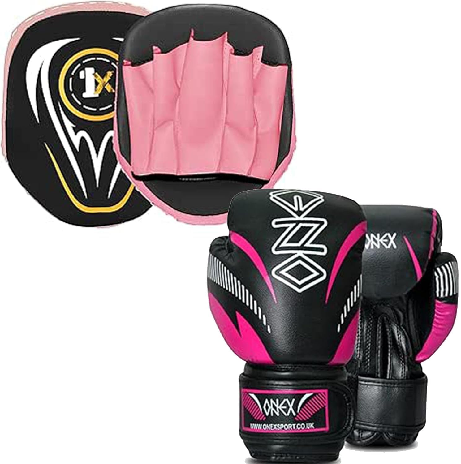 Kids Boxing Gloves and Pads Set – Junior Training Kit for Boys & Girls | Punching Pads & Gloves Combo for Kickboxing, MMA, Karate & Fitness | Ideal for Beginners Ages 5–12 (Pink)
