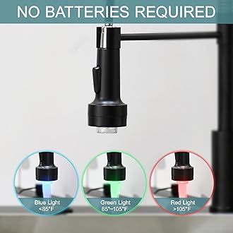 GIMILI Black and Gold Kitchen Faucet with Soap Dispenser Single Hole Pull Down Sprayer LED Faucet, Suitable for Farmhouses, RV, Laundry Room, Outdoor, and Campers. Llave para fregadero de cocina