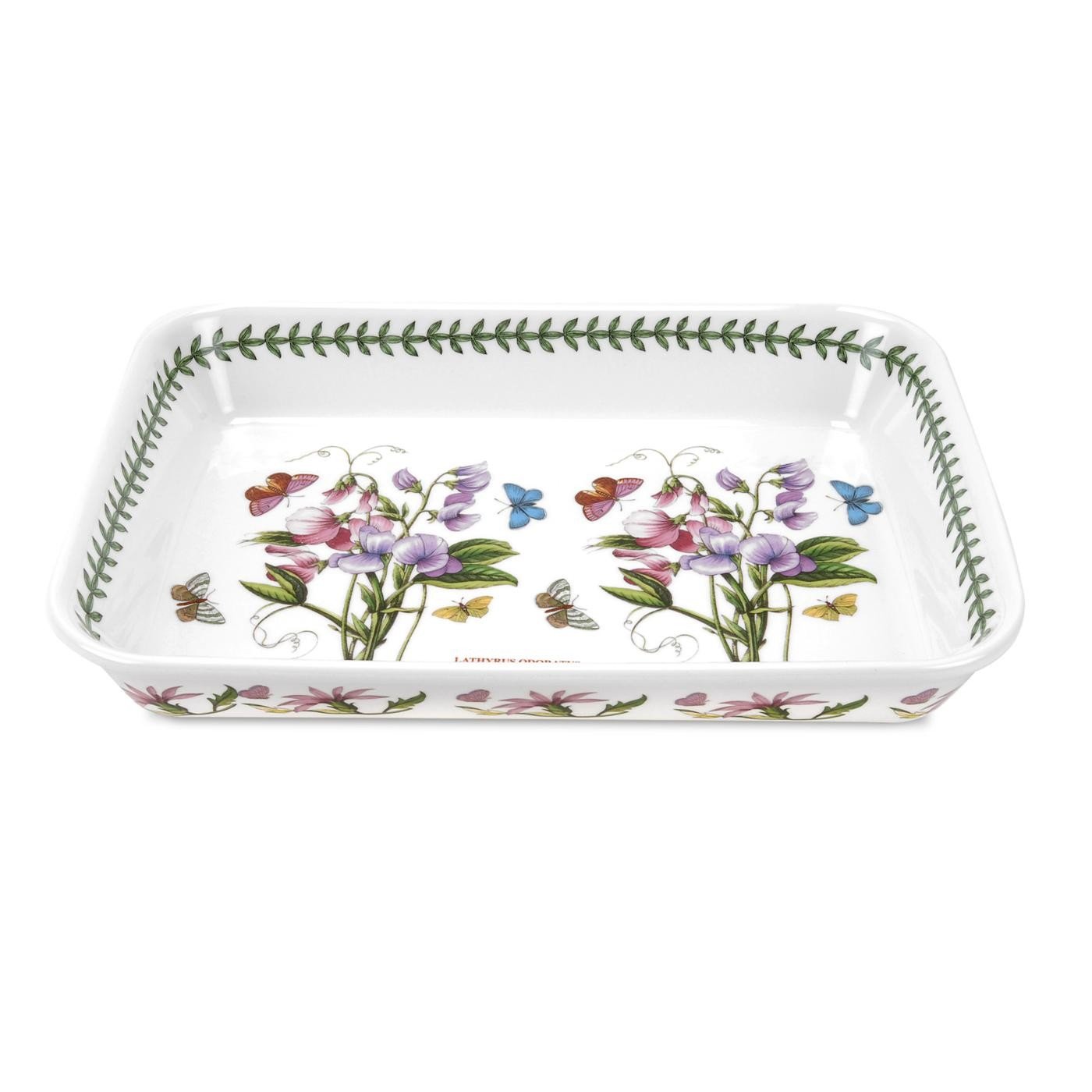 Botanic Garden Lasagna Dish (15"x11") - Sweet Pea Motif, Porcelain Bakeware with Chip-Resistant Glaze - Oven, Microwave, Freezer, Dishwasher Safe for Everyday Use