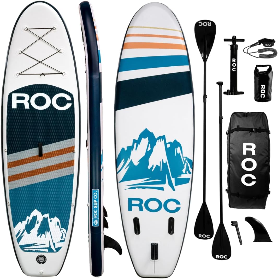 Roc Inflatable Stand Up Paddle Boards with Premium SUP Paddle Board Accessories