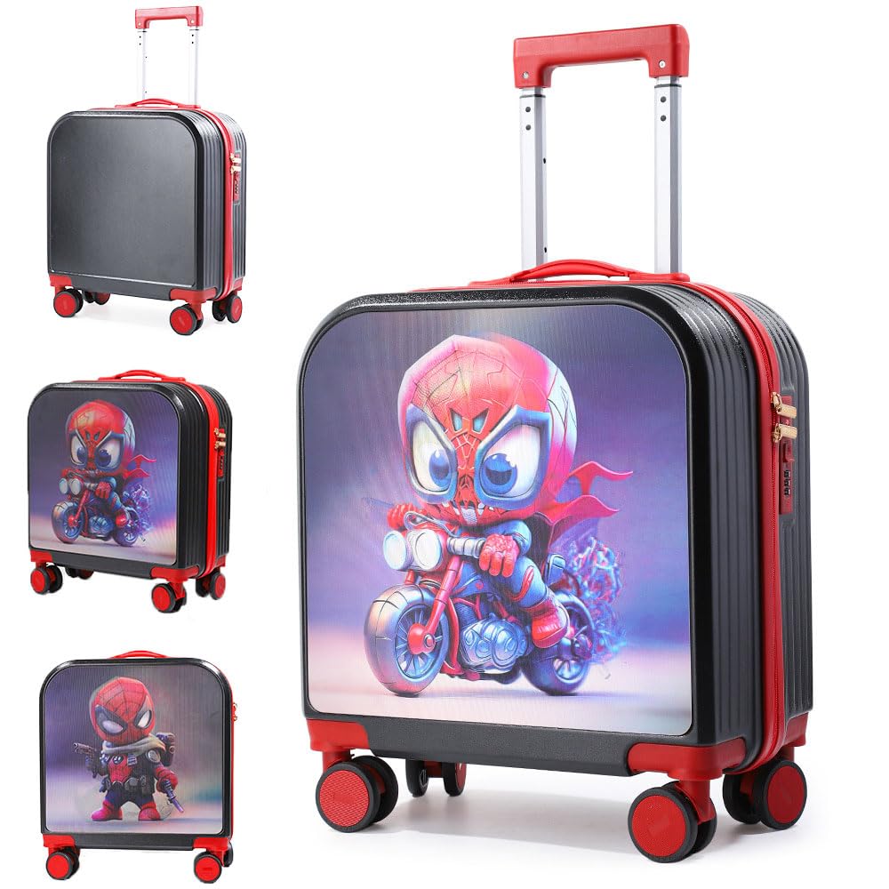 20 Inch Kids Luggage Gradation 3D Cartoon Patterns Children Trolley Suitcase Travel Boys Girls Rolling Luggage Case with Lock Students Teens Wheeled Small Suitcase Carry On Bag for Boarding School (B)
