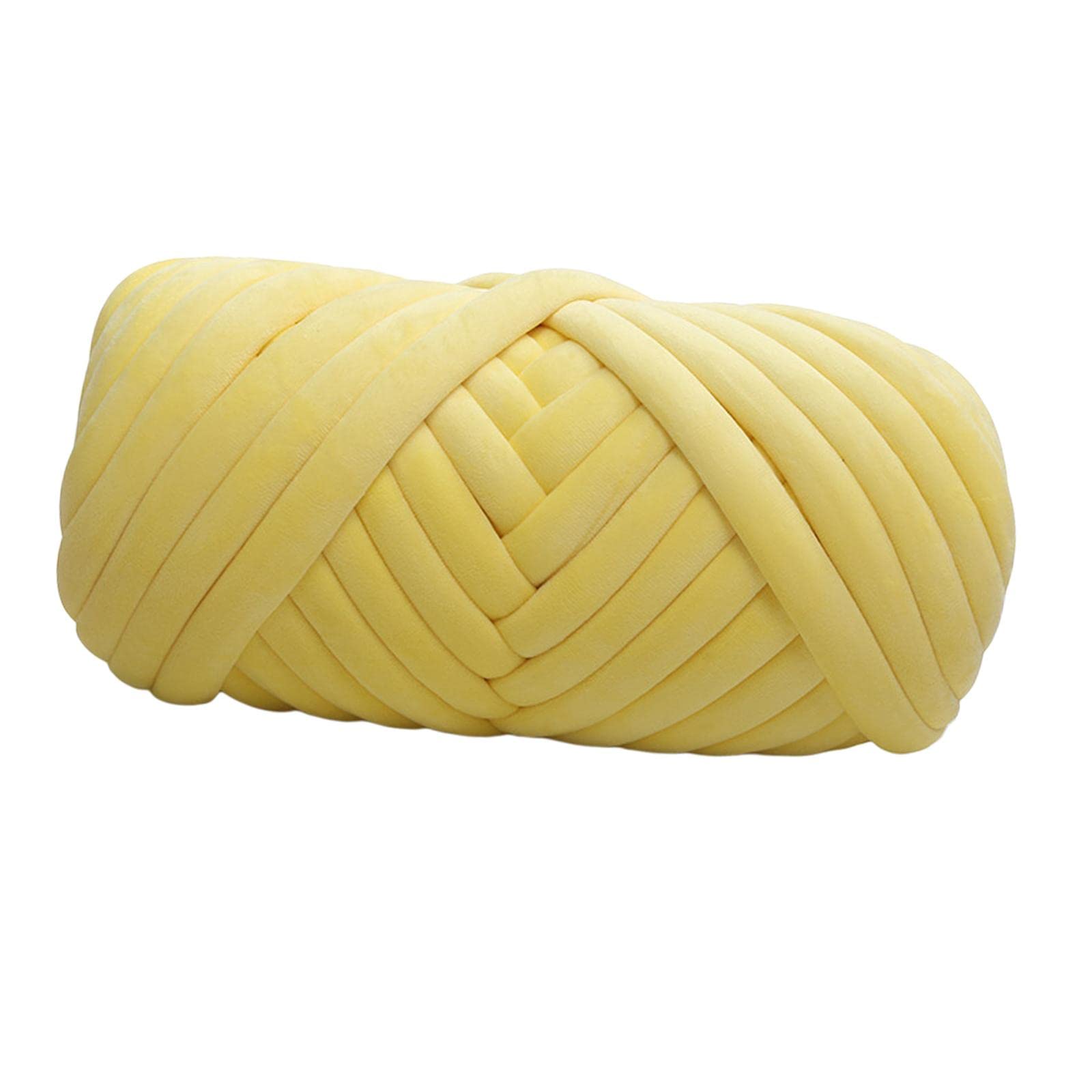 Oshhni 1 kg Dickes Samtgarn, Armstricken, Häkeln, DIY, weicher Schlauch, Riesengarn, Gewichtsgarn für Handgestrickte Decken, Überwürfe, Hüte, GELB