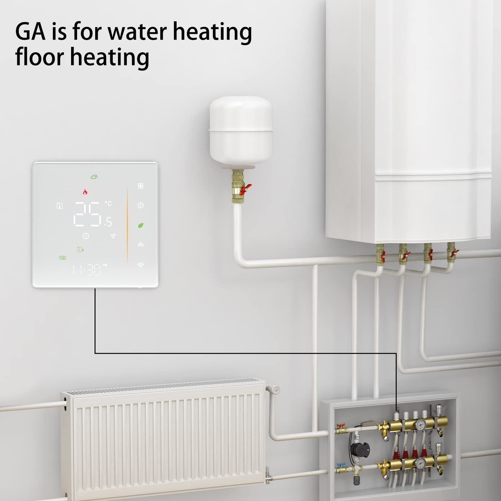 MOES WLAN Smart Thermostat, Warmwasser Thermostat Fussbodenheizung, Programmierbar Raumthermostat Für 5A, Heizungsthermostat Tuya/Smart Life APP, Alexa/Google Home Sprachsteuerung