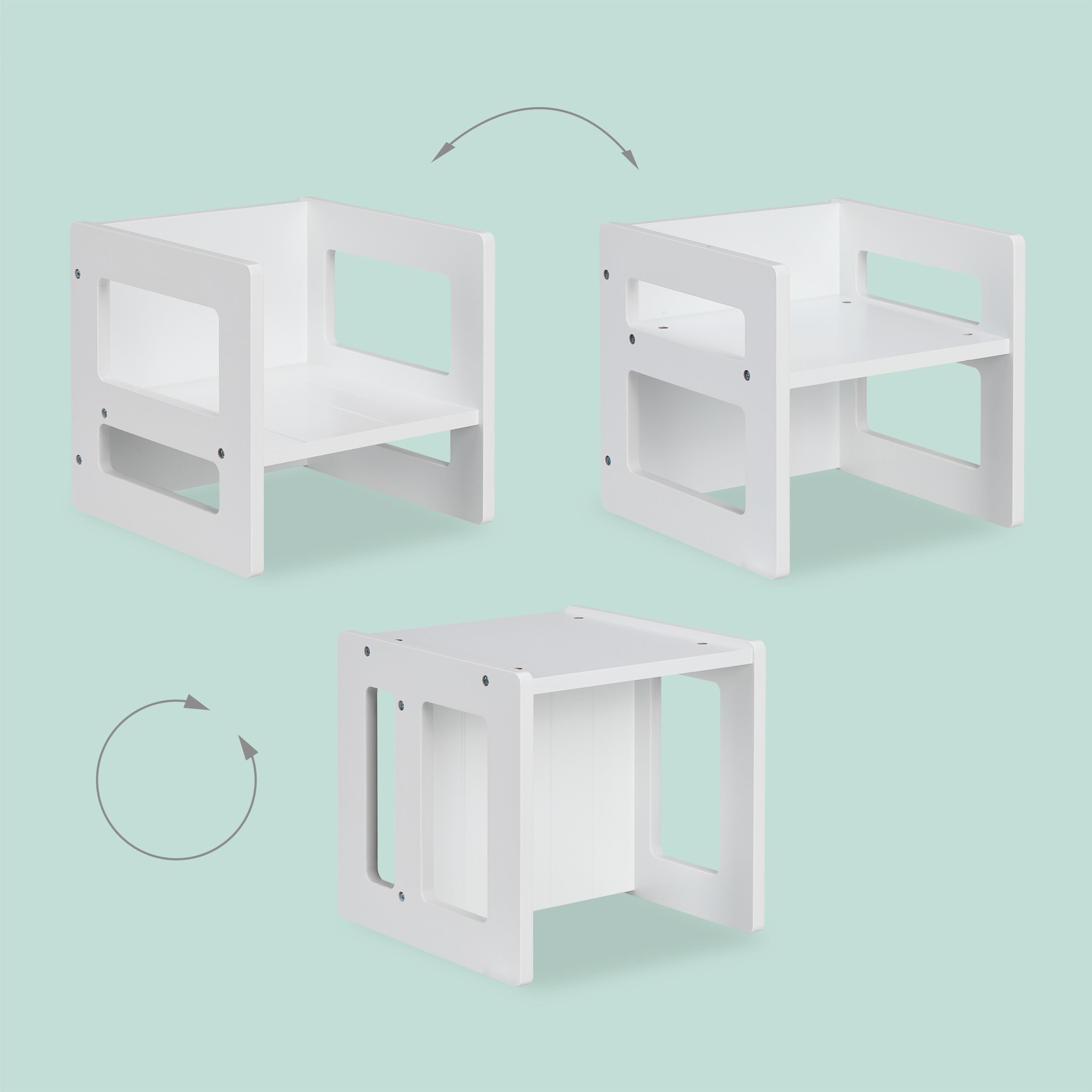 Relaxdays Lot de 2 Tabourets Enfants MDF Blanc 30x30x30 cm