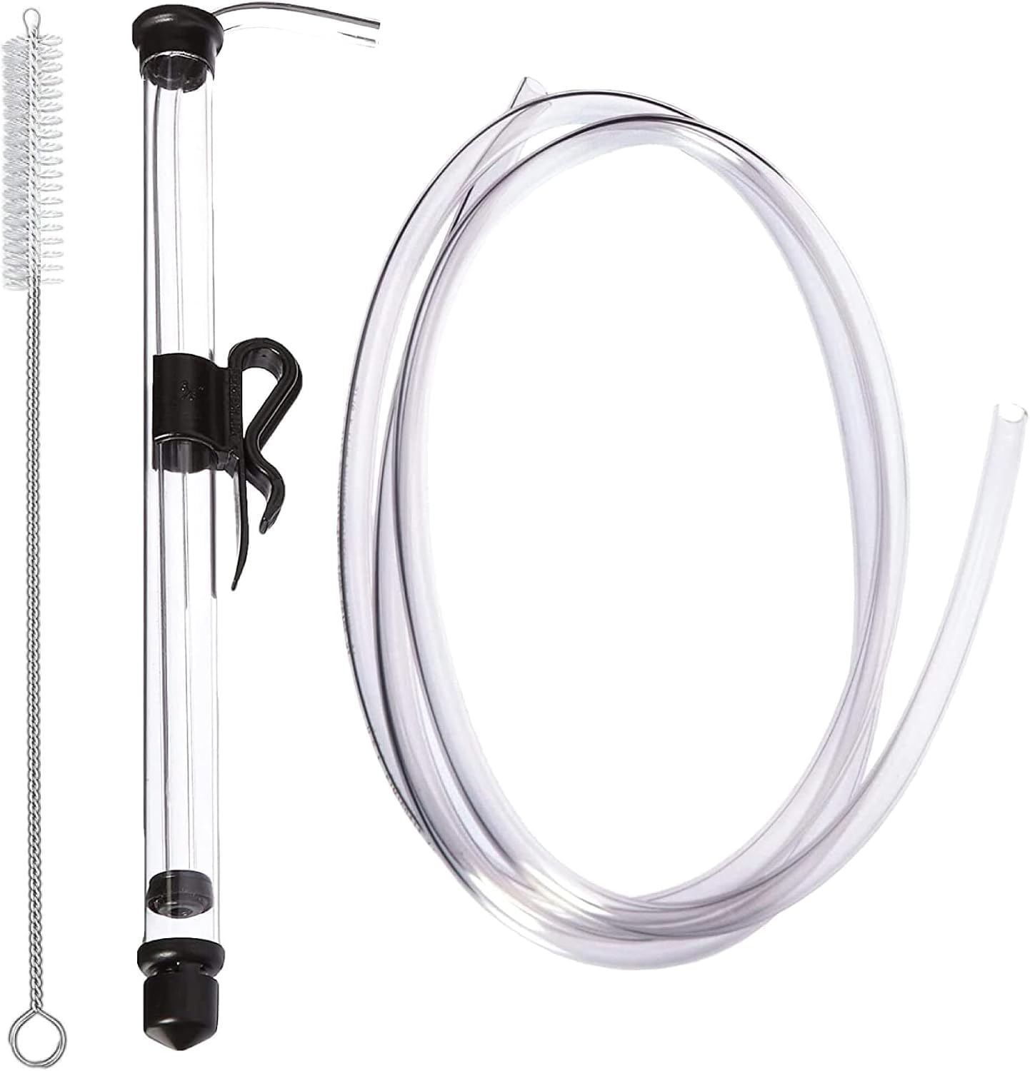 Fermtech Auto-Siphon Mini 15" with 6 Feet Food-Grade Tubing, Wand, &amp; Brush Clamp - Essential Home Brewing Equipment Kit for Wine, Beer, and Kombucha Transfer - For Beginners and Bottling Supplies