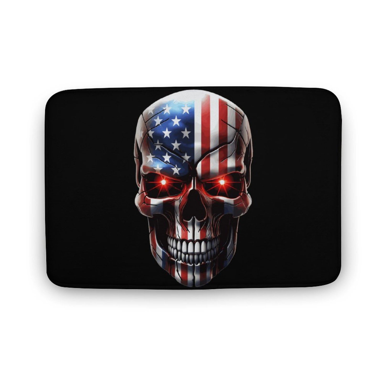 U.S Flag Skull Coral Velvet Rugs Non-Slip Bathroom Rugs Soft Kitchen Rug Floor Carpet for Home Decor 19.7