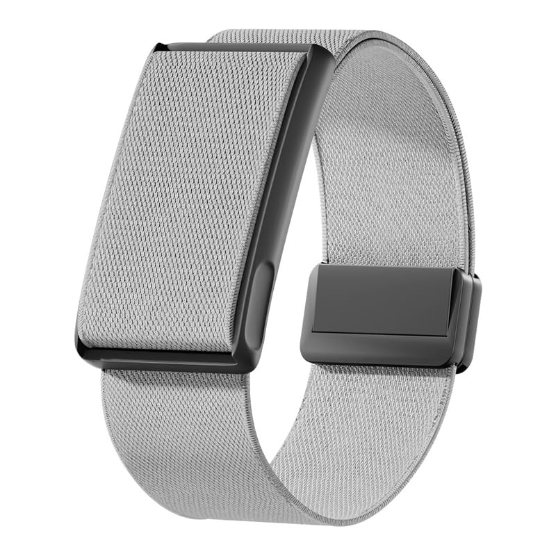 VeveXiao Stretchy Nylon Loop Strap Compatible With Amazfit Helio Strap, Breathable Sports Strap Sweat Absorption Band with Metal Frame Connector for Men Women-No Tracker (light gray)
