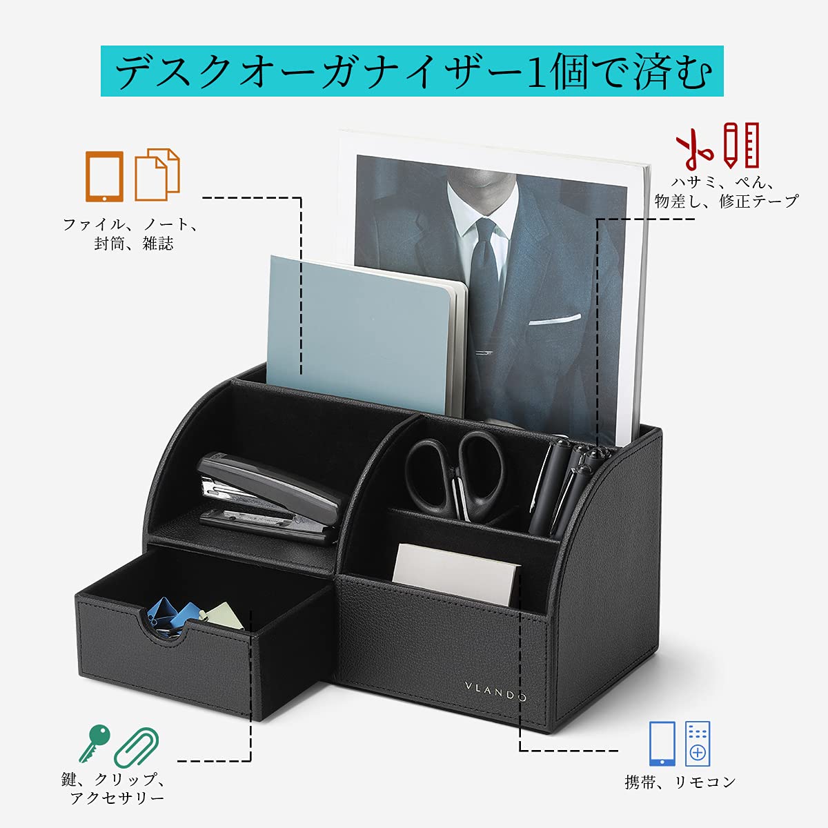Ｖlando デスクオーガナイザー 卓上収納 ペン立て リモコンラック 小物入p Vlando デスクオーガナイザー 卓上収納 ペン立て リモコンラック 小物