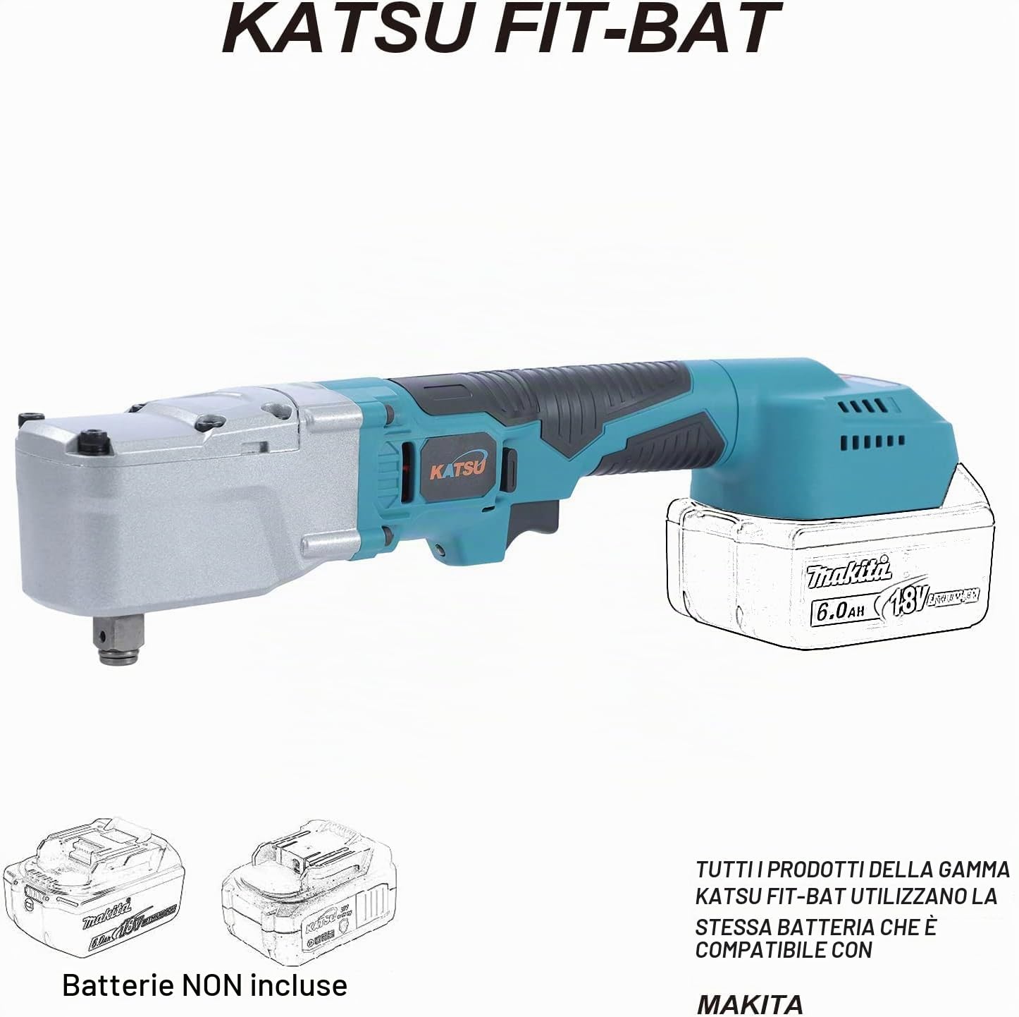 KATSU FIT-BAT 21V Brushless Avvitatore ad Impulsi Angolare a Batteria 1/2" 620Nm con Motore Brushless, senza Batteria o Caricatore 102480