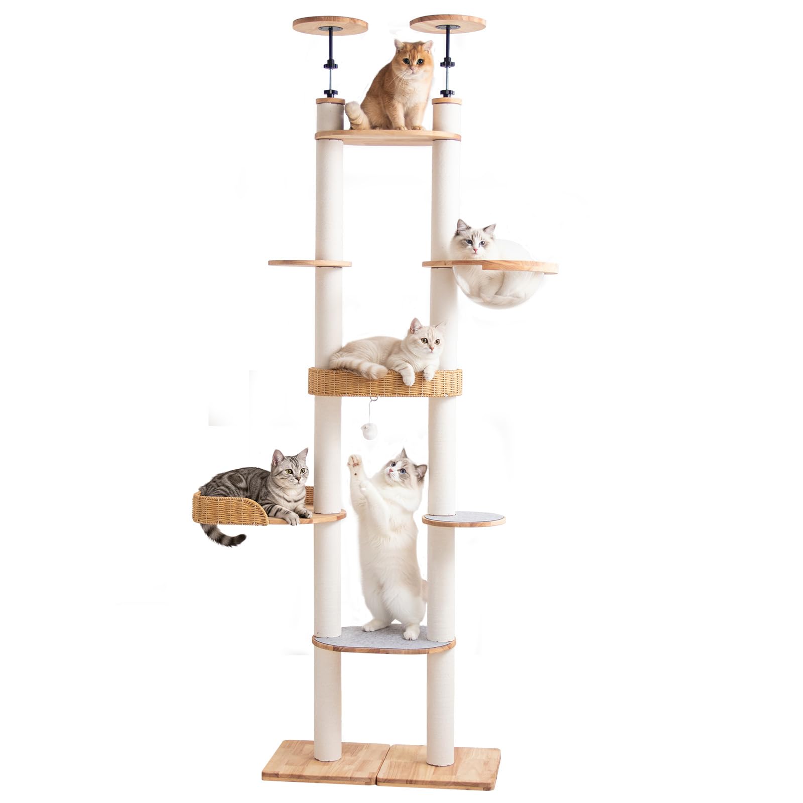 Amazon | LULUCAT キャットタワー 突っ張り 木製 おしゃれ 安定性強い