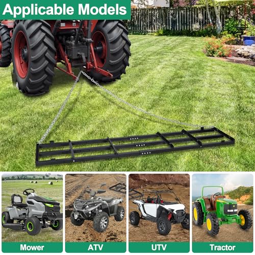 image for Toriexon 8 FT Drag Harrow Driveway Grader, Heavy Duty Power Rake w/ 6 