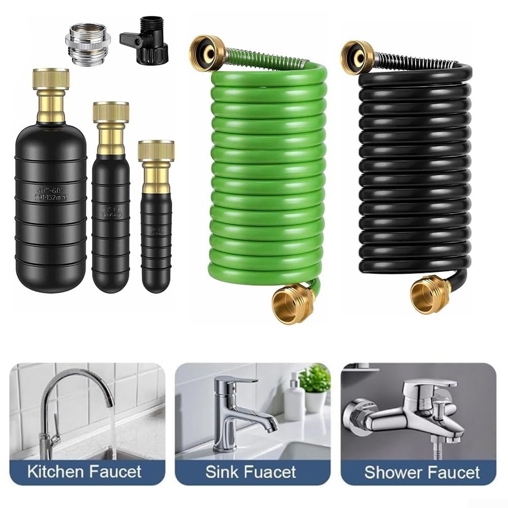 Sacca per la pulizia dello scarico, kit di 3 tubi di scarico in gomma, potente pulitore a pressione dell'acqua per la pulizia di tubi da 1 a 6 pollici per lavello (nero)
