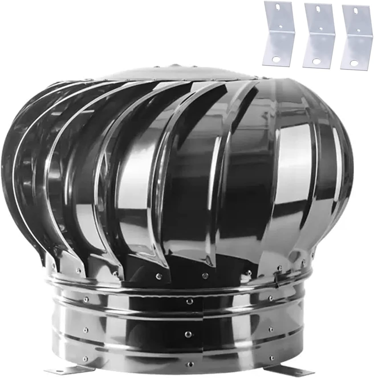 Chapeau de cheminee rotatif de 30 cm en inox pour extraction d'air