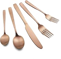 Vista 31 de JASHII Juego de cubiertos mate 30 piezas, cubiertos de acero inoxidable acabado mate, juego de cubiertos mate, servicio para 6 - blanco y oro