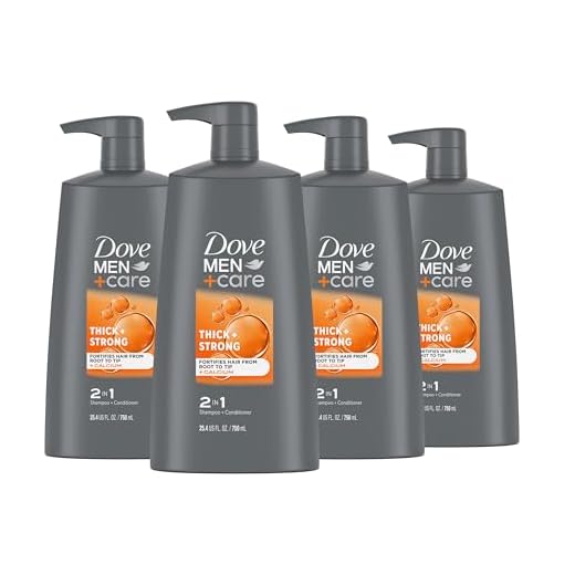 DOVE MEN + CARE 2 in 1 Shampoo & Conditioner Fortifying Shampoo Cleans and Purifies Thick & Strong Strengthens and Recharges Hair Vigor 25.4 oz, Pack of 4