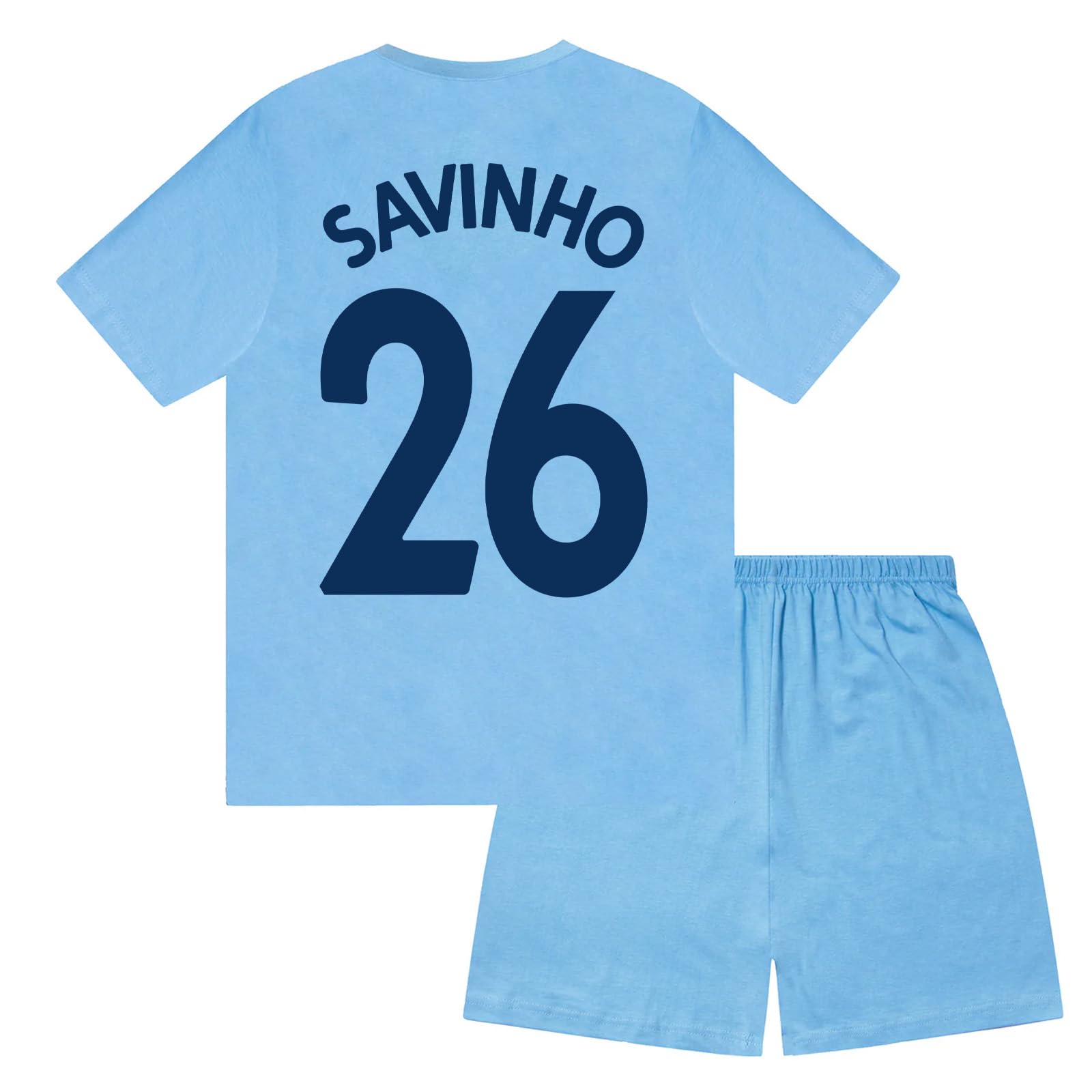 MANCHESTER CITY FC Boys Savinho 26 Sublimation Short Pyjamas Navy 12-13 Years