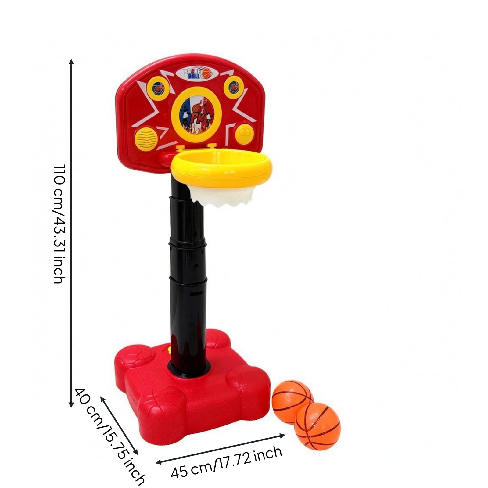 Almencla Set da Basket con Pallone Divertente | Altezza Regolabile, da Basket, a Batteria, Giocattolo, per Casa, Famiglie