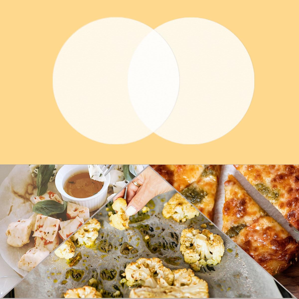 100 Pcs 9 Inch White Parchment Rounds Paper Baking Sheets