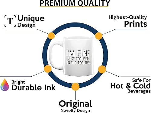 Miniatura 3 de Taza de café con texto en inglés "It's Fine I'm Fine", de 11 onzas, color blanco con enfoque en lo positivo, taza de café inspiradora para mamá,