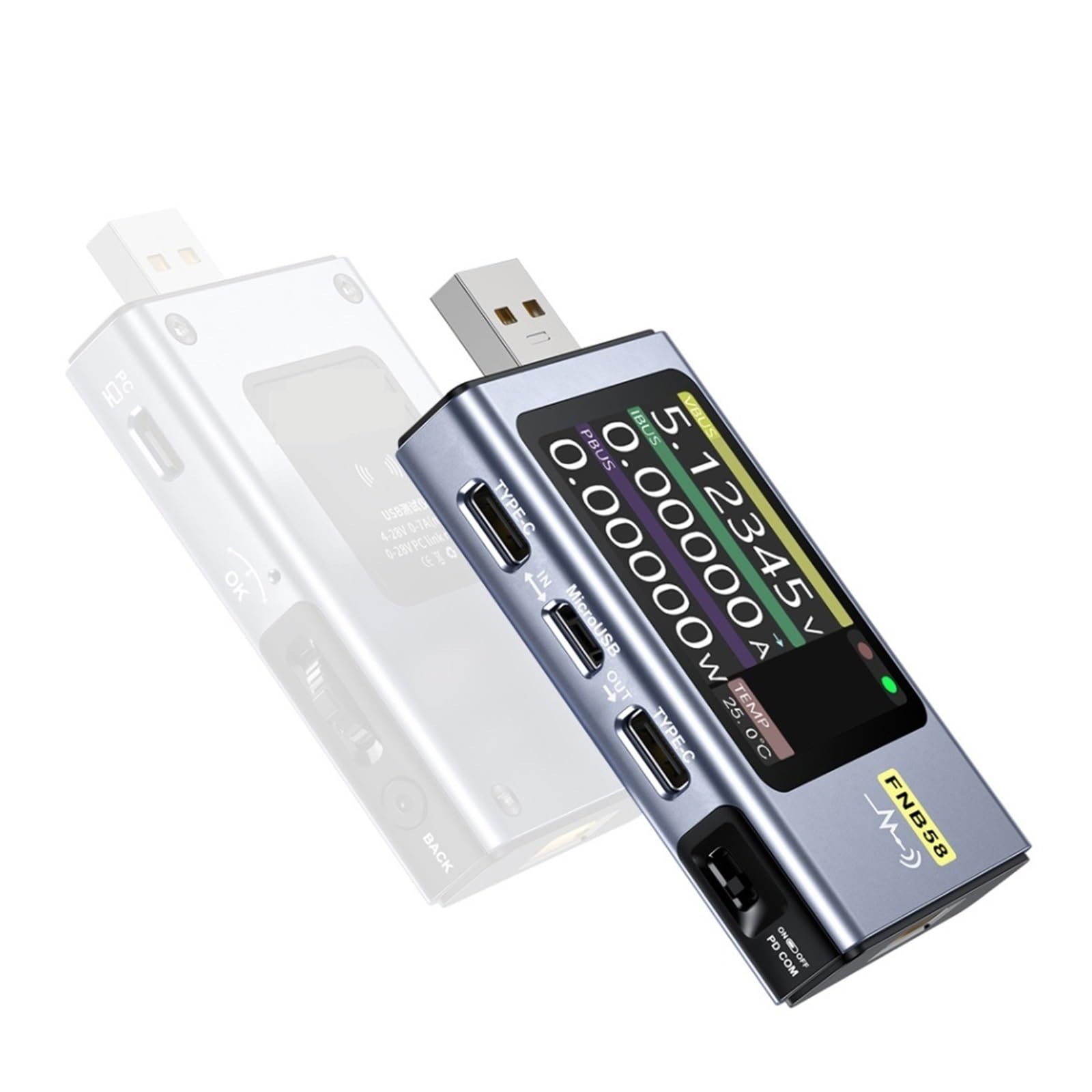Tester USB,Tester kabla USB, FNB58 FNB48 Tester USB woltomierz amperomierz szybkie wykrywanie ładowania wyzwalacz detektor napięcia narzędzie do pomiaru pojemności baterii do sprawdzania pojemności, c