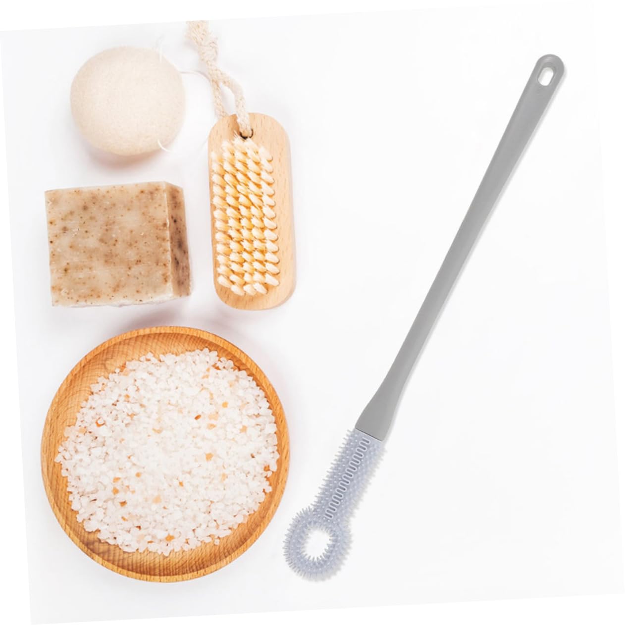 3piezas Cepillo De Limpieza Para Pies Con Mango Cepillo Exfoliante Para Duchar Para Mayores y Con Movilidad Reducida Color Azul