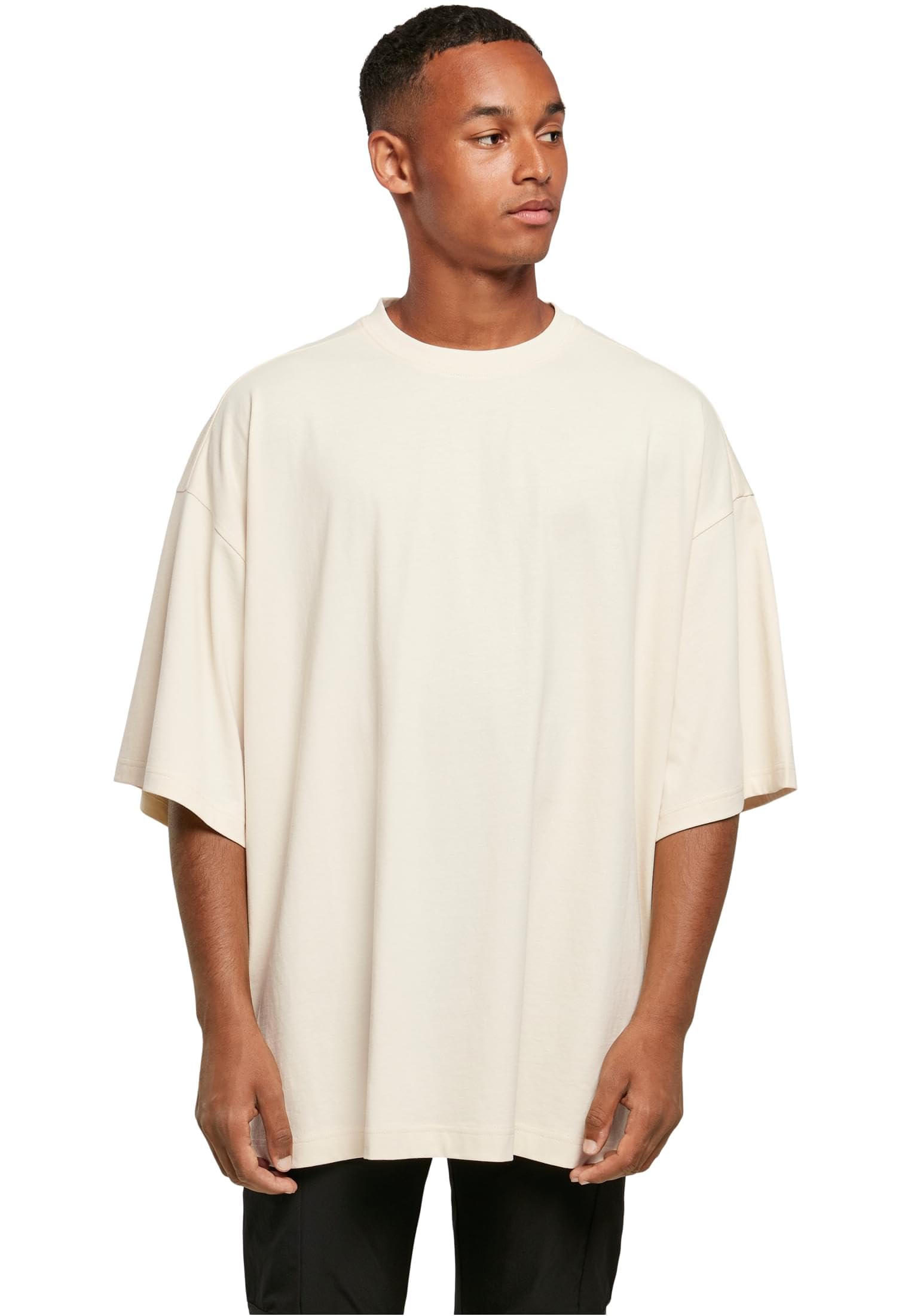 Build Your Brand Men's Huge Tee T-Shirt, Whitesand., XL
