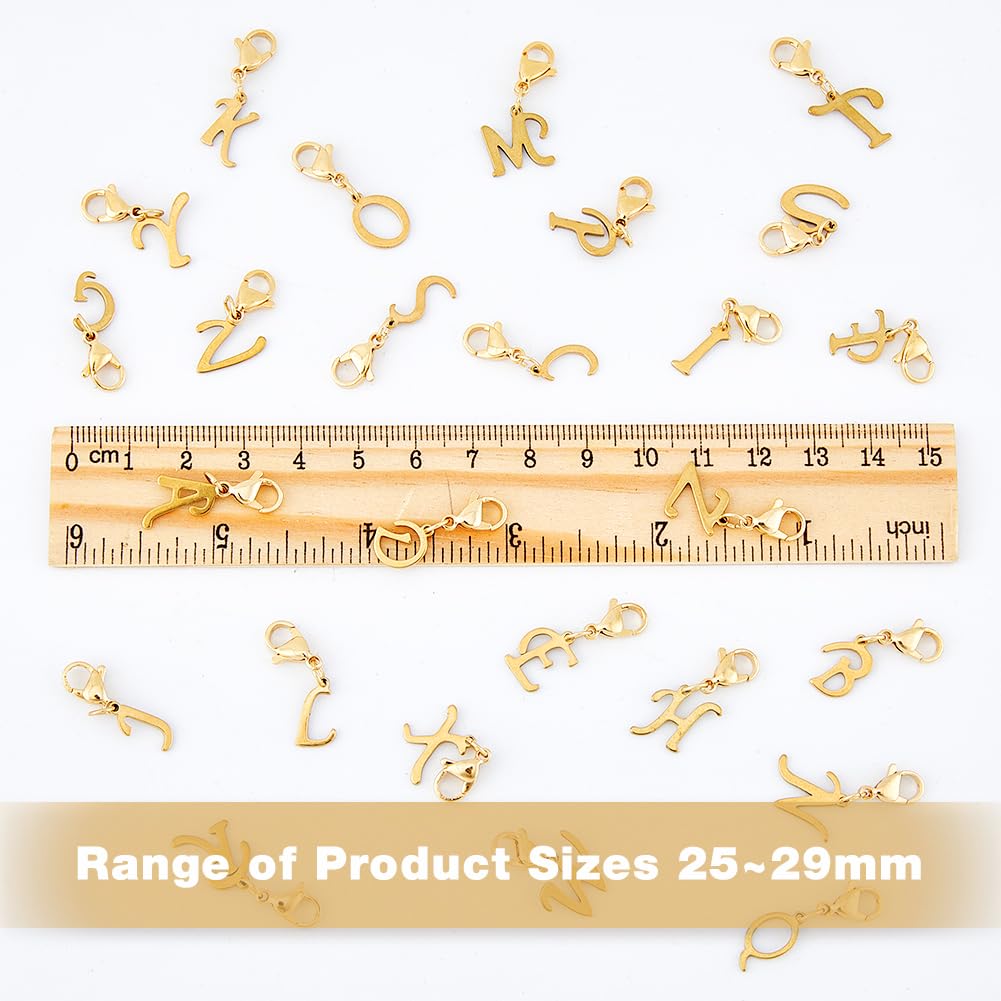 SUPERFINDINGS 26 stuks 304 roestvrij stalen brief hanger bedels zilveren letter A tot Z kreeft klauw sluitingen bedels mini alfabet armband ketting hangers voor doe-het-zelf sleutelhanger sieraden