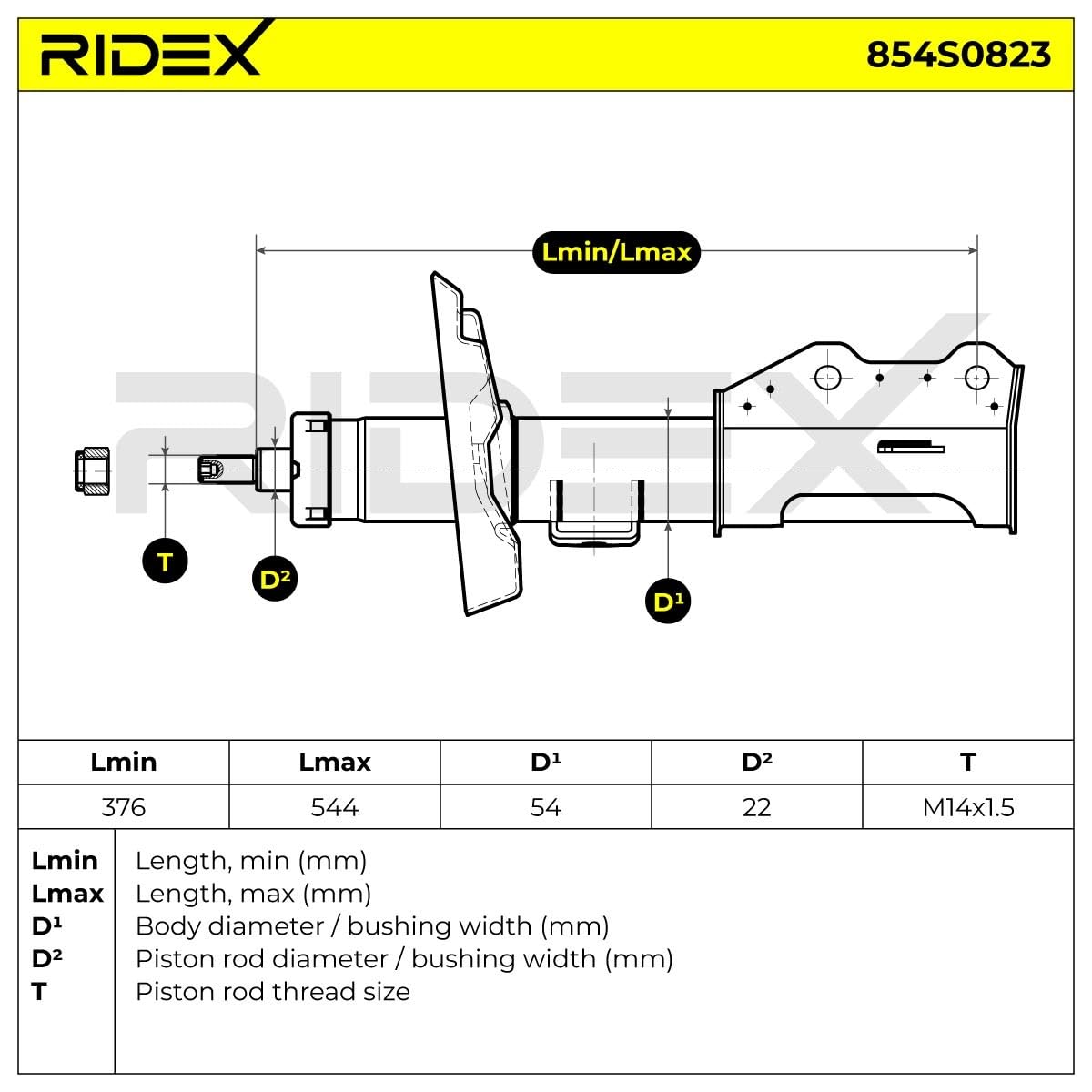 RIDEX Amortisseur Avant Gauche Pression de gaz Compatible avec OPEL Zafira C Tourer P12 Astra J 5 portes P10 Astra J Sports Tourer P10, CHEVROLET ORLANDO J309
