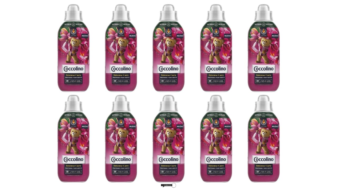 10x Coccolino Konzentrierter Weichspüler Tiare Flowers and Red Fruits, 645 ml, 28 Waschgänge,+ Italy Shop Service Kostenloser Schlüsselanhänger