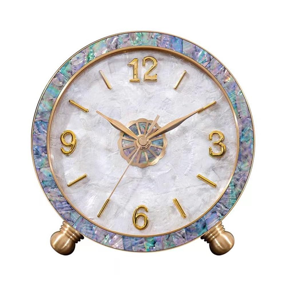 S5b8W3g7 Mantel Clocks Brass Desktop Clock Home Living Room Light Luxury Placed Ornaments Mute Fashion Desk Decorate