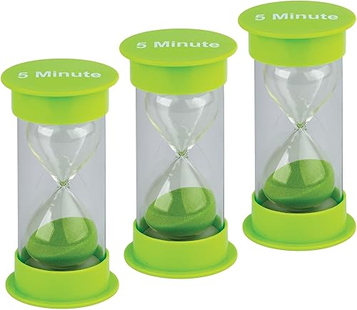 Temporizador de arena de 5 minutos, mediano, paquete de 3