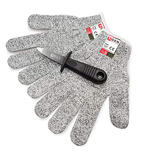 GenKItchen Oyster Shucking Knife & Level 5 Protection Cut Resistant Gloves (XL) Set - 2.4