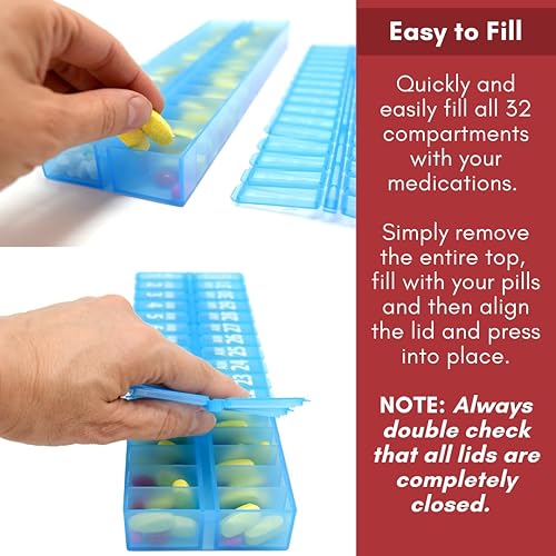 Miniatura 2 de Juego de planificador mensual de pastilleros dos veces al día, organizador de medicamentos AM y PM durante 31 días. El juego contiene 2