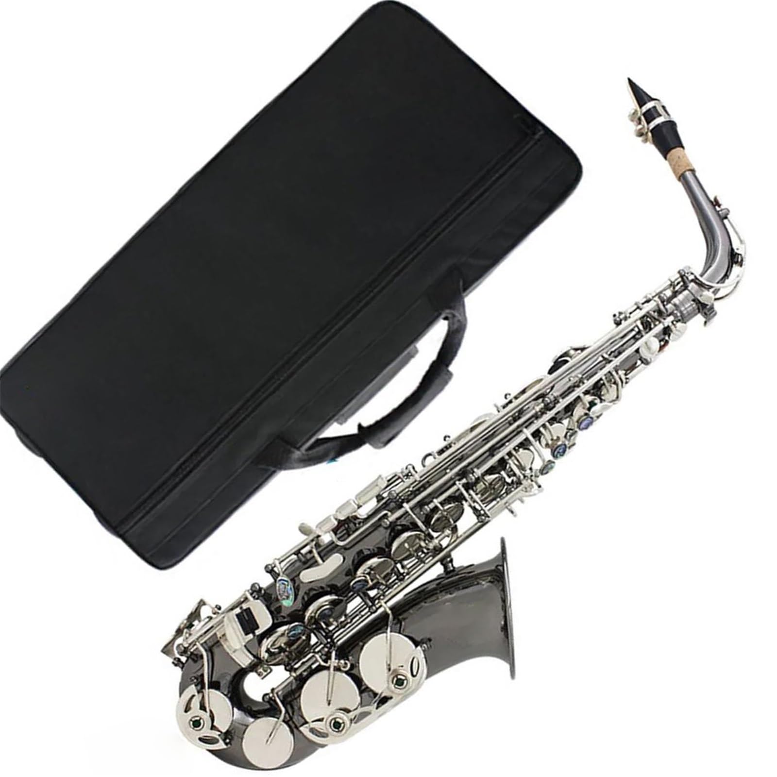 Saksofony dla miłośników muzyki Saksofon altowy Eb niklowany czarny mosiądz(Black saxophone)