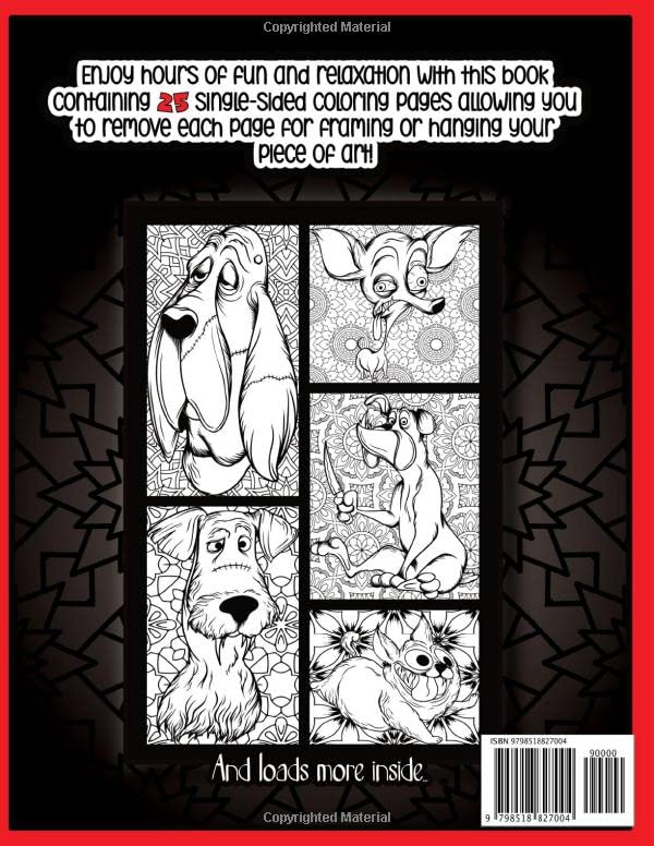 CREEPY DOGS, A Funny Coloring Book For Adults: Ideal Gift For Dog Lovers | Perfect For Relaxation And Stress Relief | Black-Backed Pages | Large Print (The Creepy Funny Animals Coloring Books Series) image 3