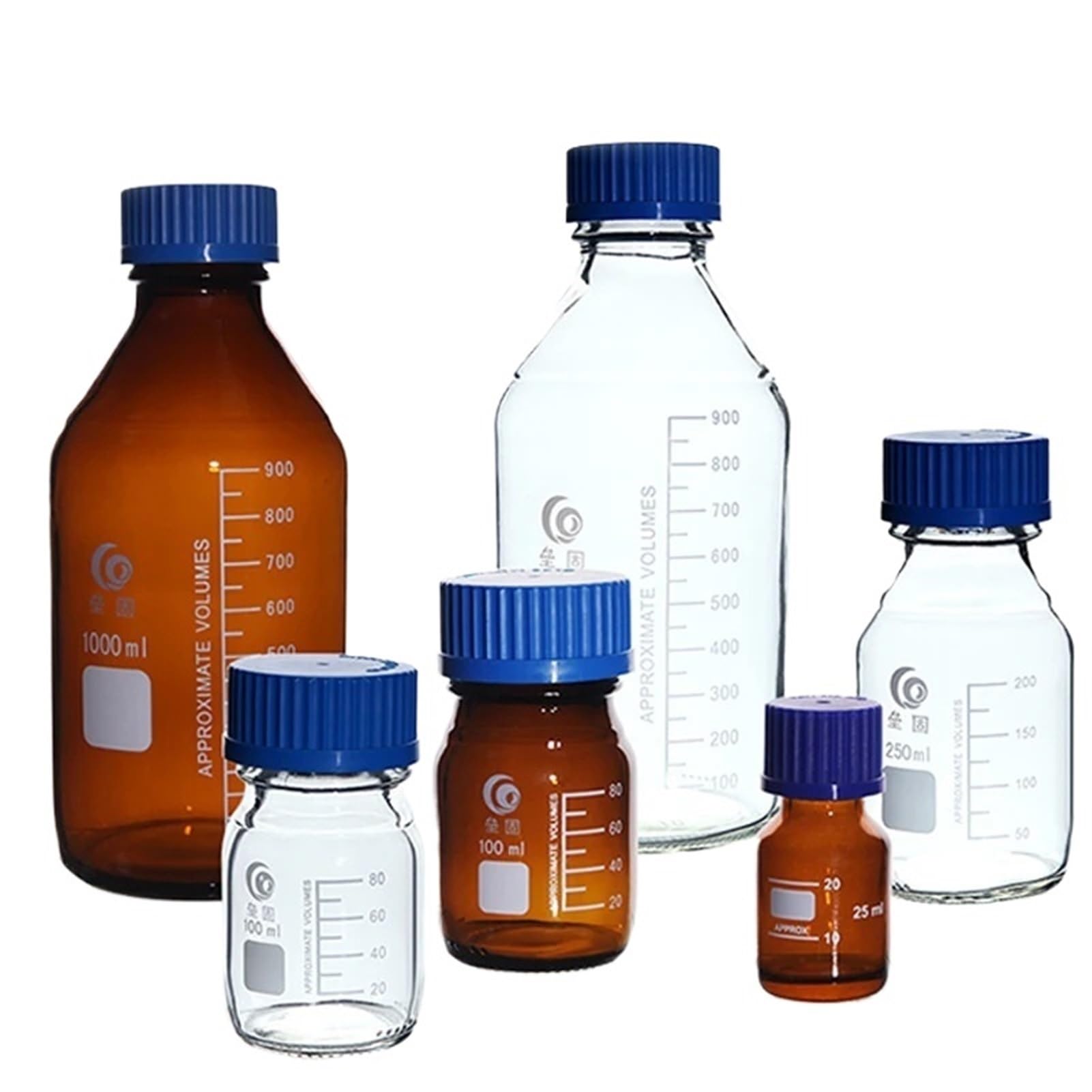 Botella para reactivos de Laboratorio, Laboratorio Transparente/Marrón Tapa de Rosca Botella de reactivo Botella sellada Vidrio(1000mL 1pc)
