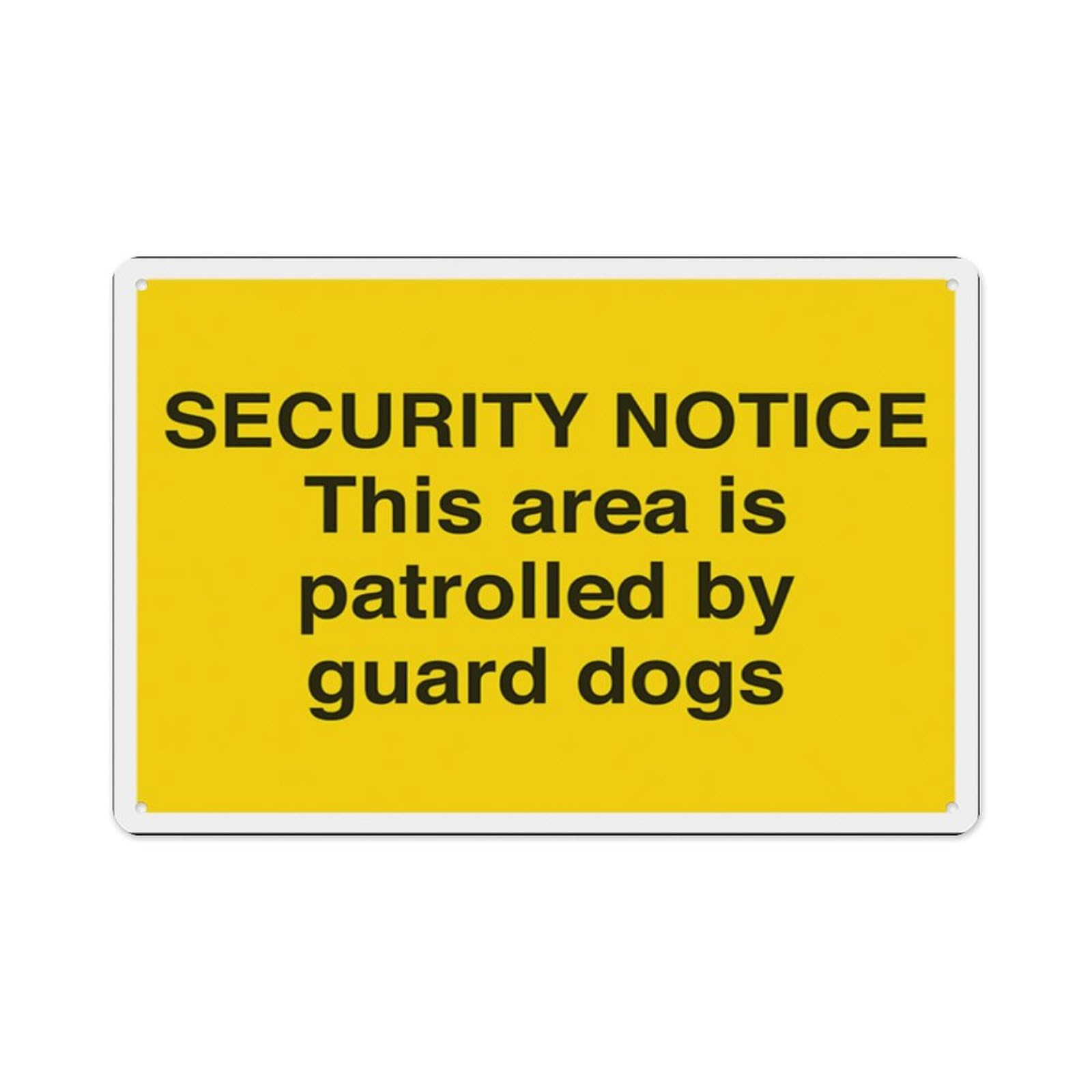peiyeety Security Notice - This Area Is Patrolled Aluminum Tin Warning Signs For Home Outdoor Garden 8X12 Inches