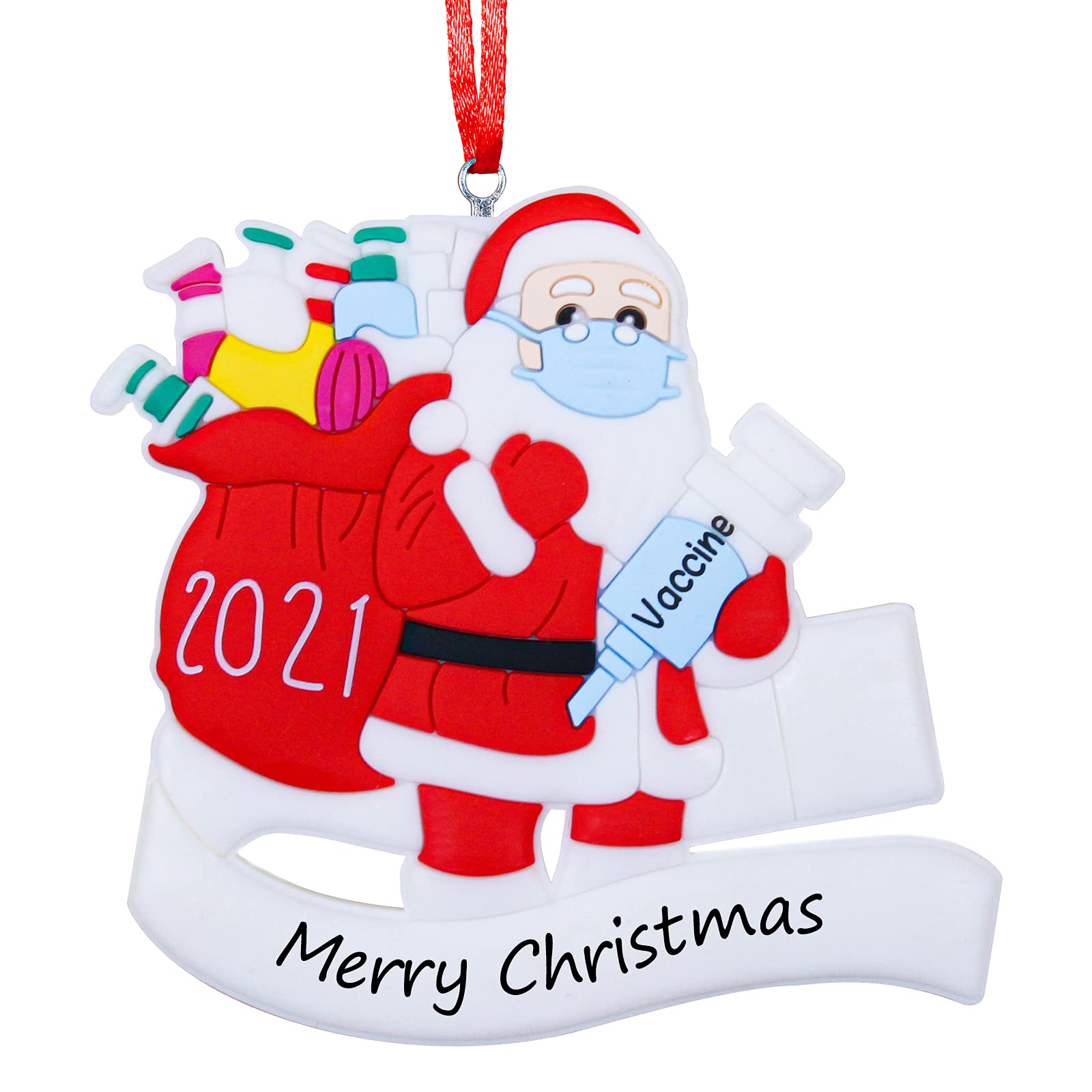Personalized Christmas Ornaments Kit,2021 Customized Decorating Name Hanging Ornaments Gift for Family 1-7 (Santa Claus)